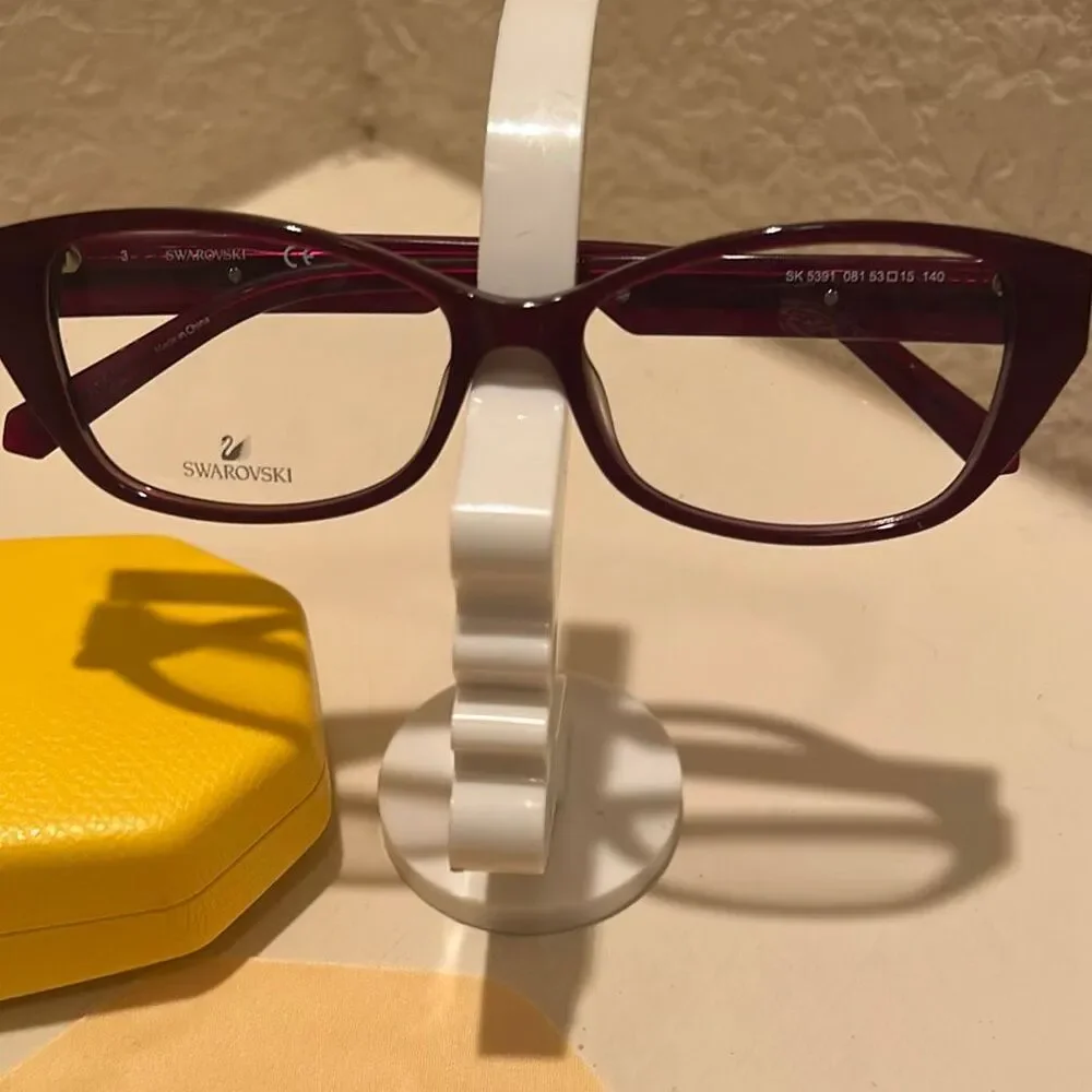 Swarovski Crystal Side Eyeglasses Burgundy Red Statement Twee Teacher Secretary